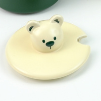2X High-Fired Ceramic Porcelain Mug Set with Lid 400ml Bear w Tea Spoon GREEN thumbnail