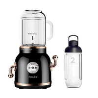 PHILEX Electric Blender Juice Smoothie Ice Mixer Retro 600ml + 2 Cups BLACK thumbnail