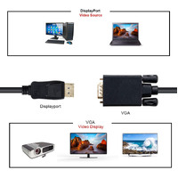 1.8M Display Port DP Male To VGA/M Cable Converter Connector Adaptor thumbnail