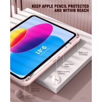 iPad 10th Case 10.9 Inch 2022 with Pencil Holder, Smart iPad Clear Case with Soft TPU Auto Wake Sleep Pink thumbnail