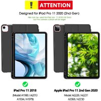 iPad Pro 11 Inch 2020 Soft Tpu Smart Premium Case Auto Sleep Wake Stand Cover Pencil holder Black thumbnail