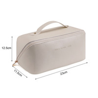 Large Travel Cosmetic Bag Portable Make up Makeup Bag Waterproof PU Leather Storage White thumbnail