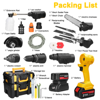 7in1 Multi-function Rechargeable Li-ion Electric Machine Set Electric Hammer Drill Chainsaw Conversion Tool Set Power Tool Kit thumbnail