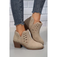 Parchment Cut Out Suede Pointed Toe Heeled Ankle Boots - 37 EU thumbnail
