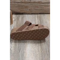 Brown Braided Detail Criss Cross Platform Slippers - 37 EU thumbnail