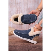 Blue Suede Stitching Patchwork Plush Lined Anklet Boots - 37 EU thumbnail