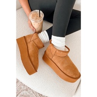 Chestnut Faux Fur Lined Suede Ankle Snow Boots - 40 EU thumbnail