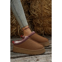 Chestnut Suede Contrast Print Round Toe Plush Lined Flats - 40 EU thumbnail