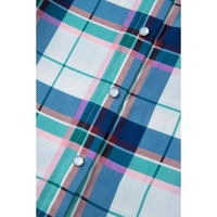 Blue Plaid Print Shirt and Shorts 2Pcs Lounge Set - M thumbnail
