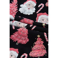 Black Christmas Santa Printed Two Piece Pajamas Set - L thumbnail