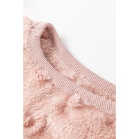 Light Pink Textured Leopard Fleece Loose Two Piece Lounge Set - L thumbnail