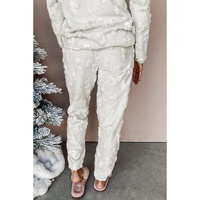 Light Grey Leopard Textured Loose Fit Fleece Lounge Set - S thumbnail