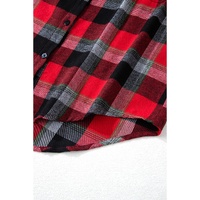 Red Christmas Checkered Pattern Loose Shirt and Pants Lounge Set - M thumbnail