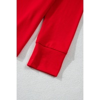Red Solid Top and Christmas Pants Two Piece Lounge Set - XL thumbnail