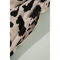 Khaki Cheetah Contrast Trim Loose Fit Two Piece Sleepwear - M thumbnail