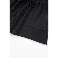 Black Corded MERRY Graphic Long Sleeve Top and Shorts Set - S thumbnail