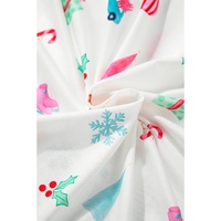 White Christmas Print Lapel Shirt and Pants Sleepwear - L thumbnail