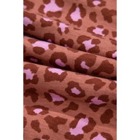 Brown Leopard Print Short Sleeve Shirt and Pants Pajamas Set - S thumbnail