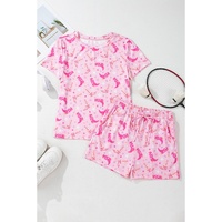 Pink Western Boots Printed Short 2pcs Lounge Set - L thumbnail