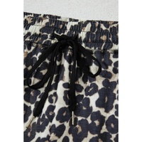 Black Cheetah Printed Casual Tee and Shorts Lounge Set - M thumbnail
