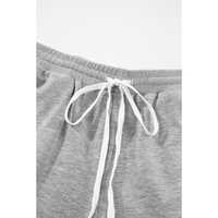 Gray Drawstring Hoodie and High Waist Pants Lounge Set - L thumbnail