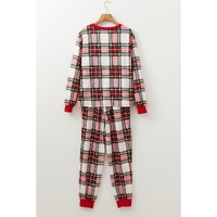 Red Christmas Plaid Allover Top and Pants Lounge Set - S thumbnail