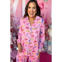 Pink Cheetah Print Shirt and Pants Pajama Set - XL thumbnail