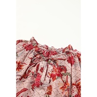 Azura Exchange Printed Split V Neck Blouse - M thumbnail