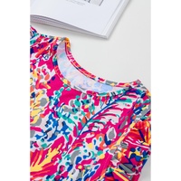 Rose Floral Print Tank Top with Ruffles - L thumbnail