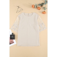 Azura Exchange Lace Sleeve Patchwork Top - L thumbnail