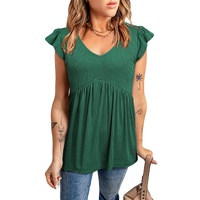 Azura Exchange Flounce Sleeve V Neck Babydoll Top - L thumbnail