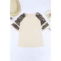 Azura Exchange Leopard Patchwork Ruffled Sleeve Top - M thumbnail