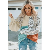 Azura Exchange Color Block Ribbed Long Sleeve Top - L thumbnail