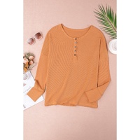 Azura Exchange Waffle Knit Henley Top - L thumbnail