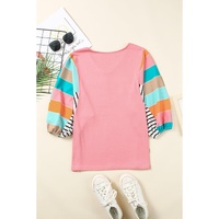 Azura Exchange Color Block Bubble Sleeve Top - M thumbnail