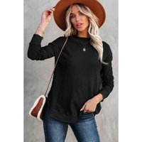 Azura Exchange Ribbed Trim Waffle Knit Top - 2XL thumbnail