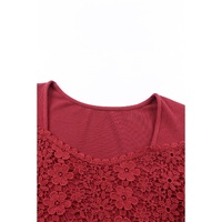 Azura Exchange Lace Crochet V Neck Long Sleeve Top - M thumbnail