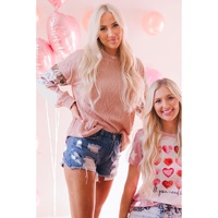 Azura Exchange Sequin Splicing Sleeves Knit Top - M thumbnail