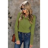 Azura Exchange Lace Hem Sleeve Button Top - XL thumbnail