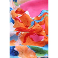 Azura Exchange Abstract Print V Neck Flutter Sleeve Blouse - S thumbnail