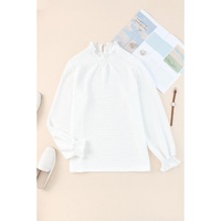 Azura Exchange Frilled Textured Bishop Sleeve Blouse - L thumbnail