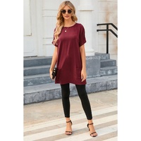 Azura Exchange Short Sleeve Tunic Top with Side Pockets - S thumbnail