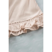 Azura Exchange Loose V Neck Top with Ruffled Lace Detail - M thumbnail