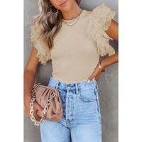 Azura Exchange Ruffle Sleeve Ribbed Knit Top - L thumbnail