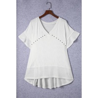 Azura Exchange Knit V Neck Studded Blouse - L thumbnail