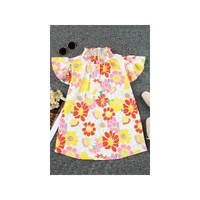 Azura Exchange Floral Flutter Sleeves Stand Collar Top - M thumbnail