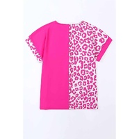Azura Exchange Leopard Patchwork Short Sleeves Top - XL thumbnail