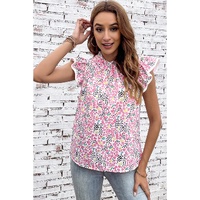 Azura Exchange High Neck Flutter Sleeves Top - XL thumbnail