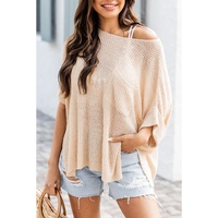Azura Exchange Knitted Half Sleeve Top with Split Pocket - M thumbnail