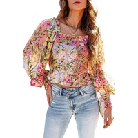 Azura Exchange Floral Square Neck Blouse with Frilled Trim - XL thumbnail